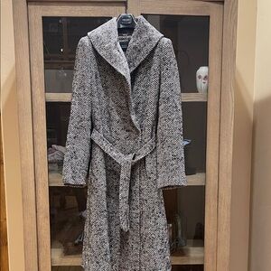 Classic Vintage Herringbone Black Saks Fifth Avenue Wool Blend Coat